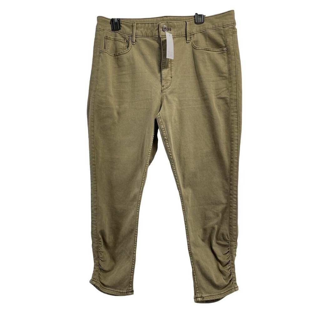 WHITE HOUSE‎ BLACK MARKET The Sculpt High Rise Skinny Crop Jeans Khaki Olive 14S